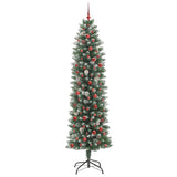 Albero di Natale Artificiale Sottile Verde e Bianco 240 cm