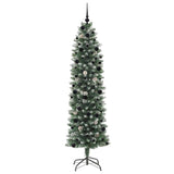 Albero di Natale Artificiale Sottile Verde e Bianco 240 cm