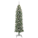 Albero di Natale Artificiale Sottile Verde e Bianco 240 cm