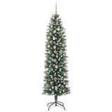 Albero di Natale Artificiale Sottile Verde e Bianco 240 cm