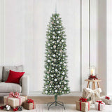 Albero di Natale Artificiale Sottile Verde e Bianco 240 cm