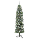 Albero di Natale Artificiale Sottile Verde e Bianco 240 cm