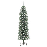 Albero di Natale Artificiale Sottile Verde e Bianco 240 cm