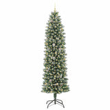 Albero di Natale Artificiale Sottile Verde e Bianco 240 cm