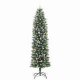 Albero di Natale Artificiale Sottile Verde e Bianco 240 cm