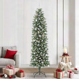 Albero di Natale Artificiale Sottile Verde e Bianco 240 cm