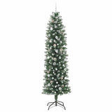 Albero di Natale Artificiale Sottile Verde e Bianco 240 cm