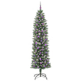 Albero di Natale Artificiale Sottile Verde e Bianco 240 cm