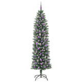 Albero di Natale Artificiale Sottile Verde e Bianco 240 cm