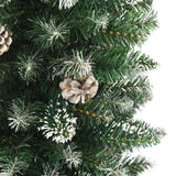 Albero di Natale Artificiale Sottile Verde e Bianco 240 cm