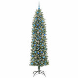 Albero di Natale Artificiale Sottile Verde e Bianco 240 cm