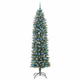Albero di Natale Artificiale Sottile Verde e Bianco 240 cm