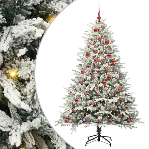 Albero di Natale artificiale preilluminato con set di palline