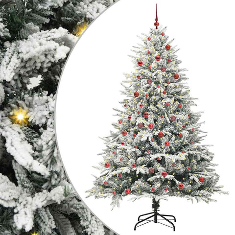 Albero di Natale artificiale preilluminato con set di palline