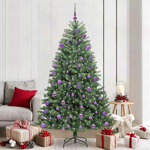 Albero di Natale Artificiale con Rami Pieghevoli Verde 210 cm