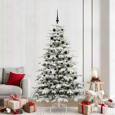 Albero di Natale Artificiale con Rami Pieghevoli Bianco 210 cm