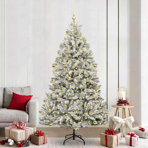 Albero di Natale artificiale con 300 LED Verde e Bianco 210 cm