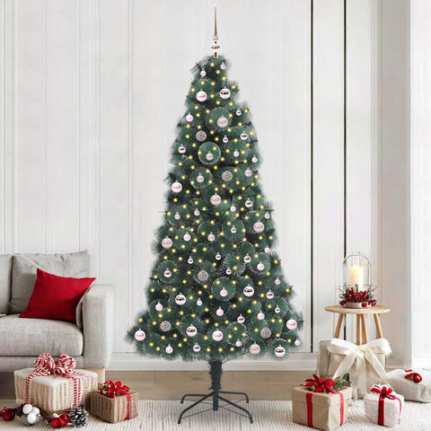 Albero di Natale artificiale illuminato pre-addobbato con set di palline