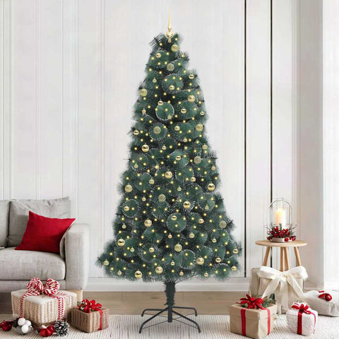 Albero di Natale artificiale preilluminato con set di palline