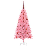 Albero di Natale con 150 LED con supporto Rosa 120 cm PVC