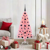 Albero di Natale con 150 LED con supporto Rosa 120 cm PVC