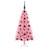 Albero di Natale con 150 LED con supporto Rosa 120 cm PVC