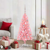 Albero di Natale con 150 LED con supporto Rosa 120 cm PVC