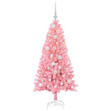Albero di Natale con 150 LED con supporto Rosa 120 cm PVC