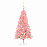 Albero di Natale con 150 LED con supporto Rosa 120 cm PVC