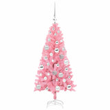 Albero di Natale con 150 LED con supporto Rosa 120 cm PVC