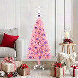 Albero di Natale con 150 LED con supporto Rosa 120 cm PVC