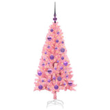 Albero di Natale con 150 LED con supporto Rosa 120 cm PVC