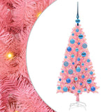 Albero di Natale con 150 LED con supporto Rosa 120 cm PVC
