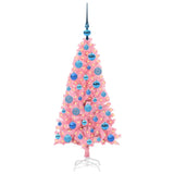 Albero di Natale con 150 LED con supporto Rosa 120 cm PVC