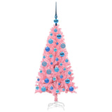 Albero di Natale con 150 LED con supporto Rosa 120 cm PVC