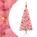 Albero di Natale con 150 LED con supporto Rosa 120 cm PVC