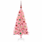Albero di Natale con 150 LED con supporto Rosa 120 cm PVC