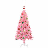 Albero di Natale con 150 LED con supporto Rosa 120 cm PVC