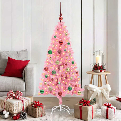 Albero di Natale con 150 LED con supporto Rosa 150 cm PVC