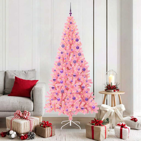 Albero di Natale con 300 LED con supporto Rosa 180 cm PVC