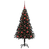 Albero di Natale con 150 LED con supporto Nero 120 cm PVC