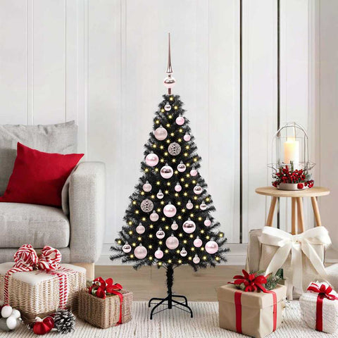 Albero di Natale con 150 LED con supporto Nero 120 cm PVC