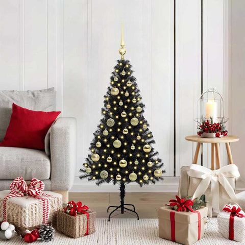 Albero di Natale con 150 LED con supporto Nero 120 cm PVC