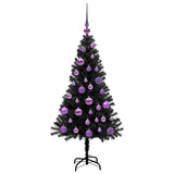 Albero di Natale con 150 LED con supporto Nero 120 cm PVC