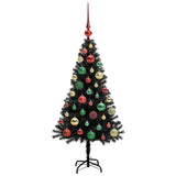 Albero di Natale con 150 LED con supporto Nero 120 cm PVC