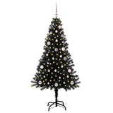 Albero di Natale con 150 LED con supporto Nero 150 cm PVC