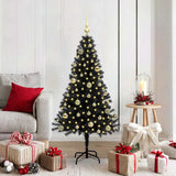 Albero di Natale con 150 LED con supporto Nero 150 cm PVC