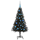 Albero di Natale con 150 LED con supporto Nero 150 cm PVC