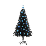 Albero di Natale con 150 LED con supporto Nero 150 cm PVC