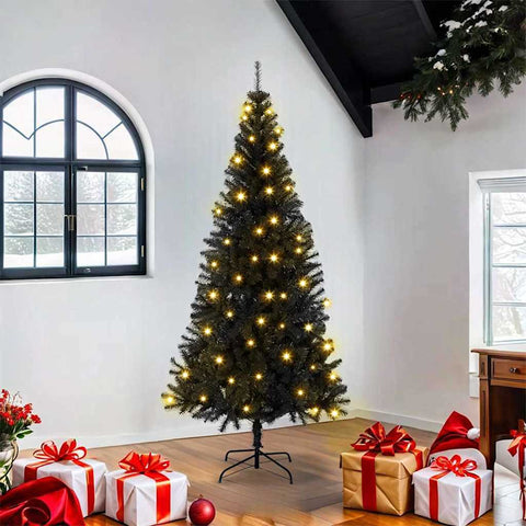 Albero di Natale con 300 LED con supporto Nero 180 cm PVC